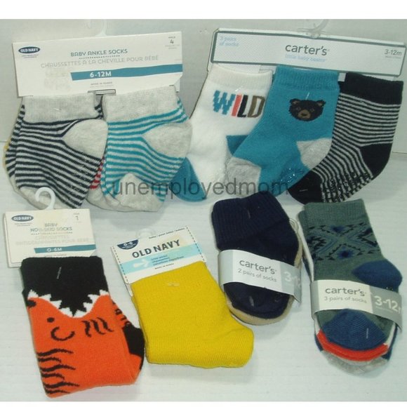 Carter's, Old Navy Other - Boys Socks Crew Ankle Lot 14 pair Baby Infant Bear Wild Monster